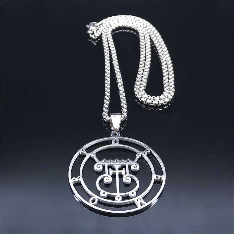 Satan Sigil GREMORY Stainless Steel Round Necklace Chain Women Silver Color Statement Necklaces Jewelry colar feminino N3329S03 H260312