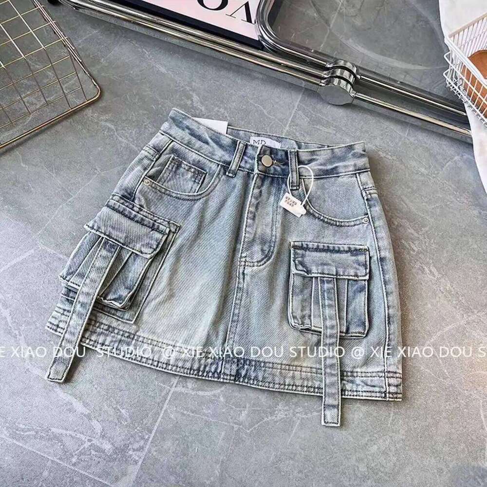Women's personalized denim small internet celebrity fashion 2025 summer new heavy industry Korean style work skirt Z260314