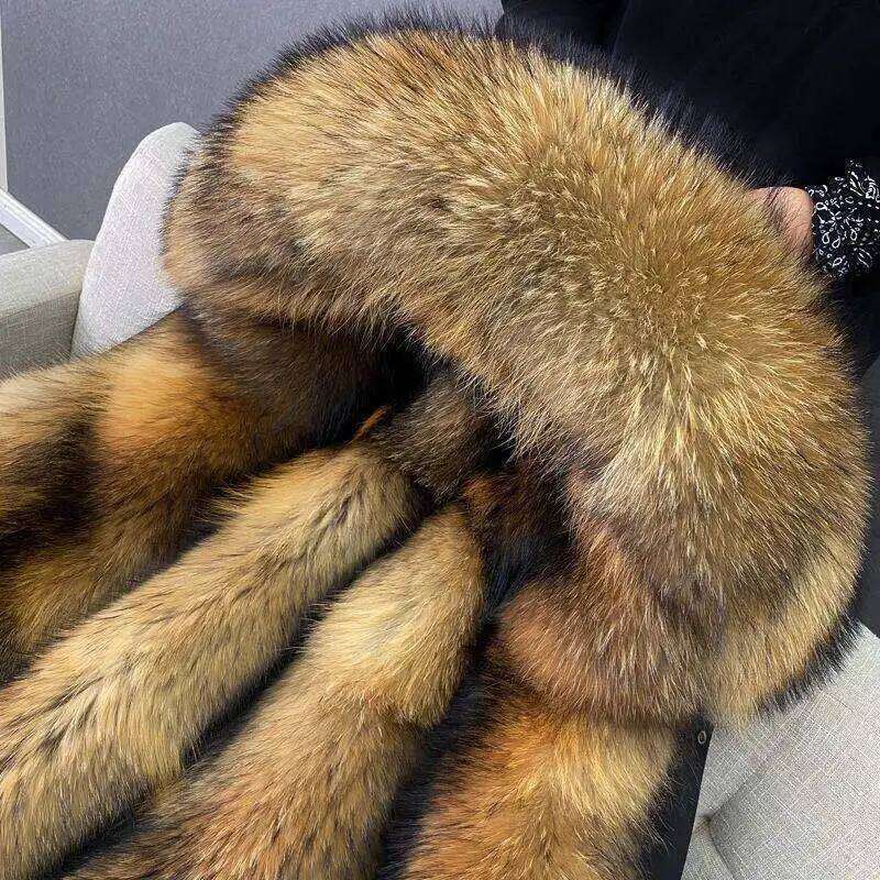 Faux Coat Loose OverCoat Thick Warm Men Plush Coats Fox Hair Inner Liner Detachable Collar Long Parkas Fur Jacket Z260313