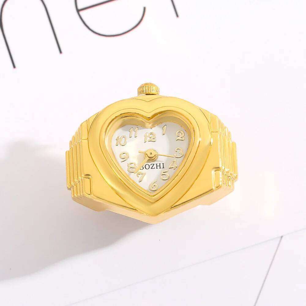 Fashion Heart Shaped Real Rings for Women Men Gold Silver Color Stainless Steel Case Quartz Movement Battery Clock H260312