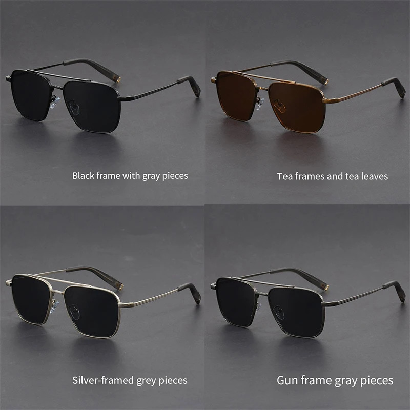 Vintage Personalized Sunglasses Men Ultra-light Square Metal Frame Double Beam Ultraviolet Protection Sun Glasses 260312