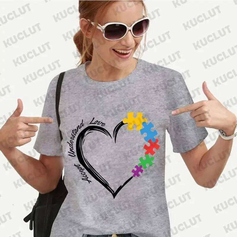 New T-shirts for Women Fashion Print Unisex Y2K Streetwear Clothes Awareness T Shirt Autism Female Tee Top Z260314
