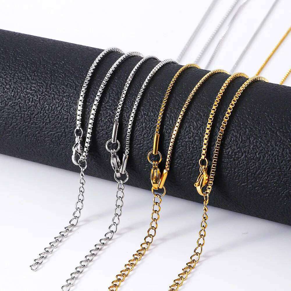1.2mm Silver Color Stainless Box Chain Hip Hop Men Necklace Fashion Titanium Steel Jewelry Trendy Gift H260312