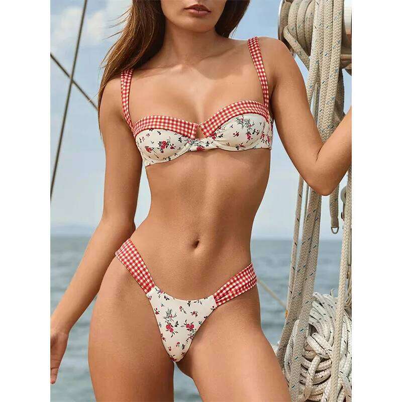 Micro Push Up Women Swimsuits 2026 Sexy Female Swimwear Brazilian Bikini Set Thong Biquini Swim Suits Floral Beachwear Y260303