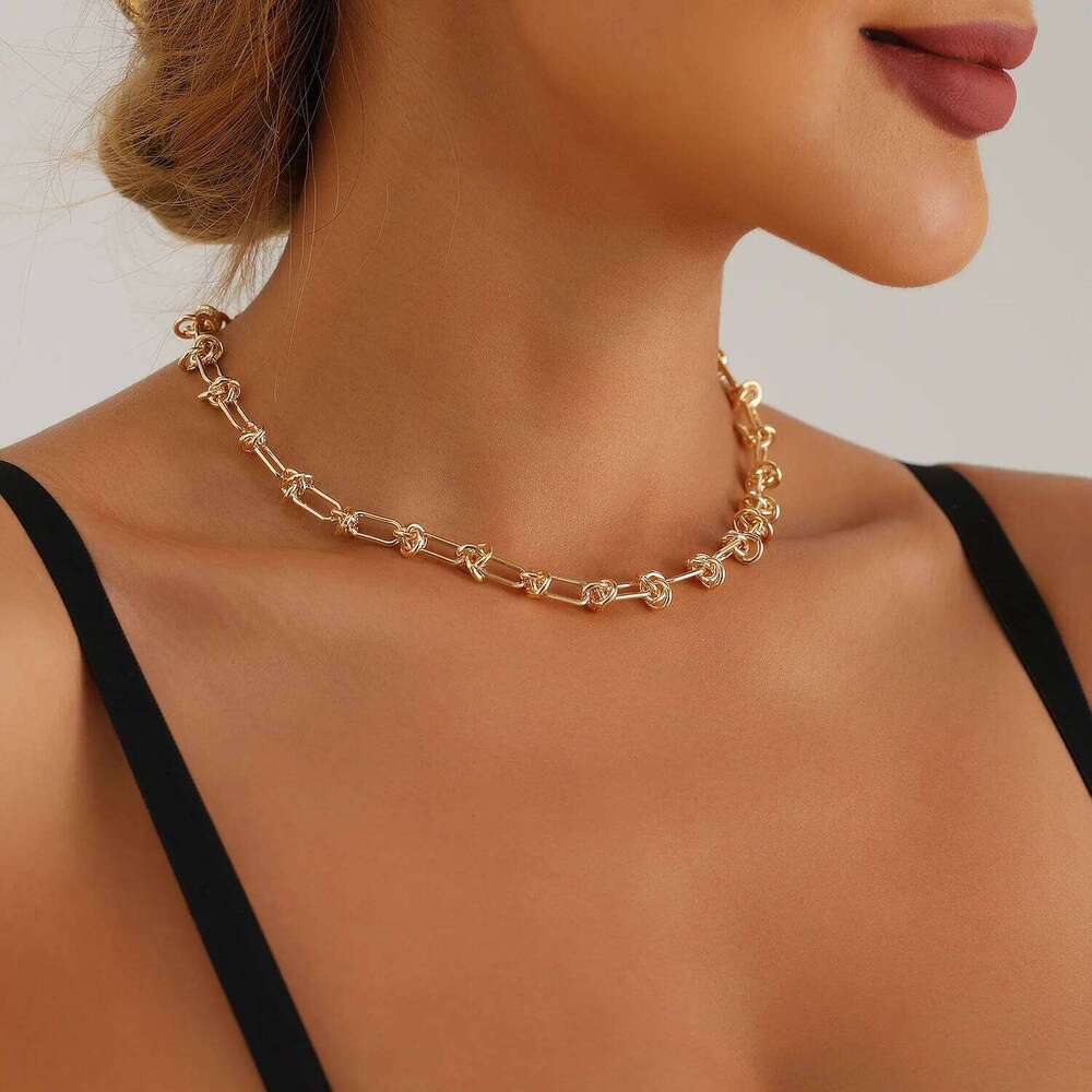 U-shaped Knot Cuban Necklace For Men Women Basic Punk Stainless Steel Curb Link Chain Chokers Vintage Metal Collar H260312