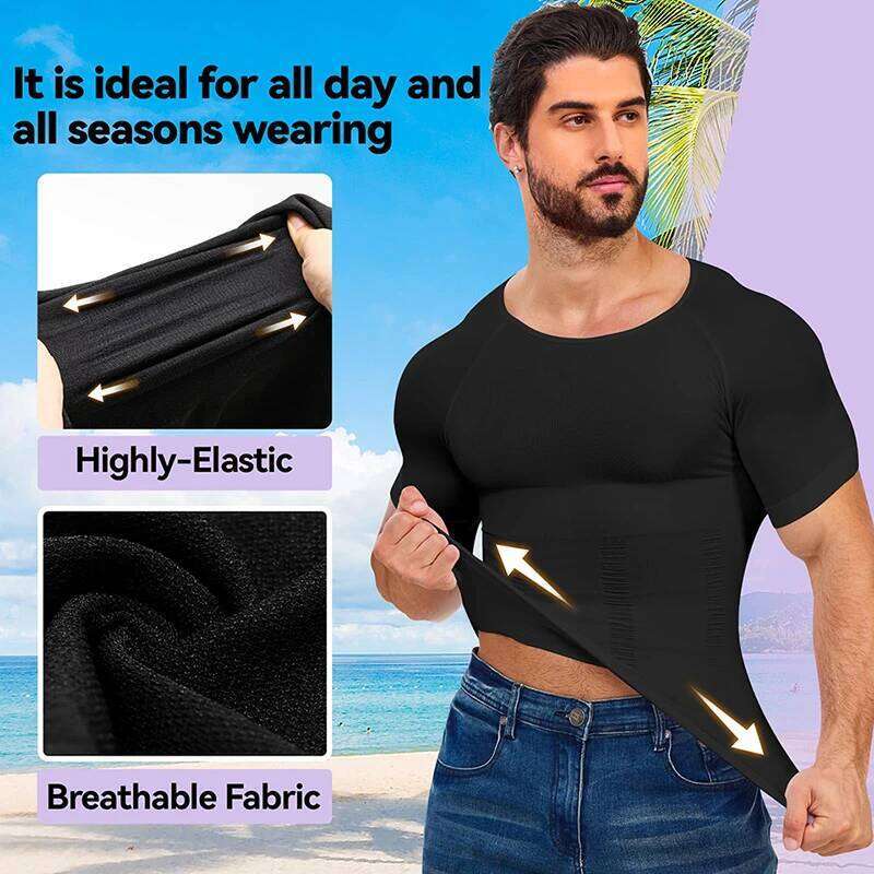 Men Body Shaper Tight Compression Shirts Tummy Control Abdomen Slimming Shaping Back Support Gynecomastia Reduce Boobs Underwear 26Y0313