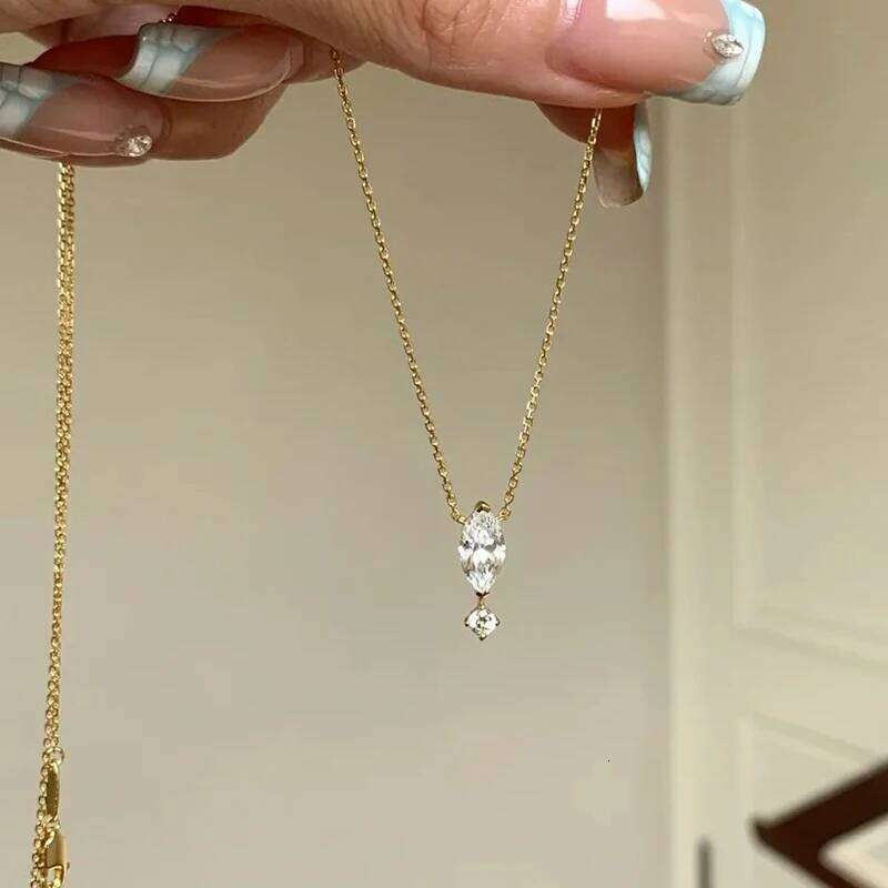ENSHIR Water Droplet Zircon Pendant Necklace For Women Clavicle chain Simple Lady Daily Jewelry Gift Wholesale H260312