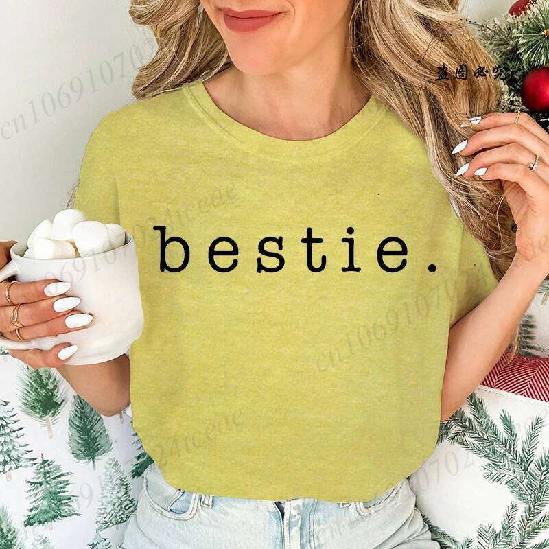 Retro Besties Best Friends T-Shirt,Besties Shirt, BFF Matching T-Shirts,short Sleeve Women T-Shirts,summer Fashion Tops Z260314