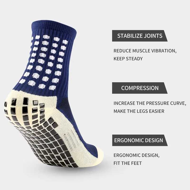 Anti-slip Football Socks Non-slip Soccer Basketball Tennis Outdoor Sport Socks Grip Cycling Riding Men Socks D260313