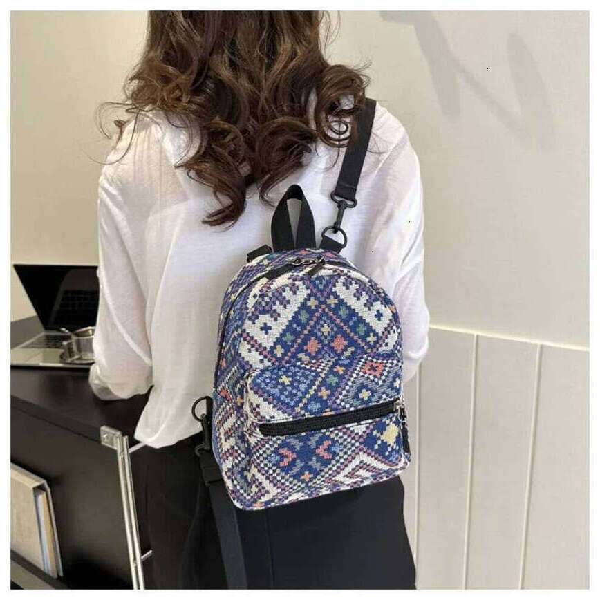 TAURUSCIAGA High-Capacity Female Fashion Zipper Adjustable Shoulder Bag Ethnic Style Mini School Backpack Students Daily Versatile Bag