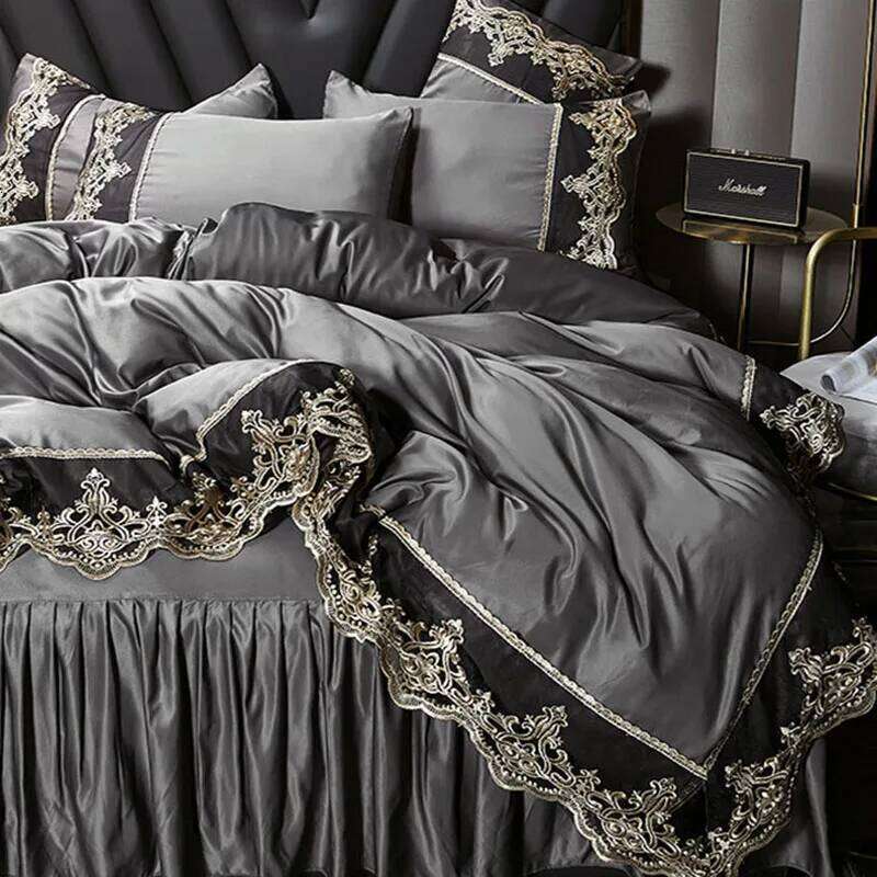 Summer European Rayon Bed Skirt Bedding Set Skin-Friendly Silky Quilt Kit for Sleepers Ice Silk Cozy Cooling Bedspread Sets H260312 - view 4