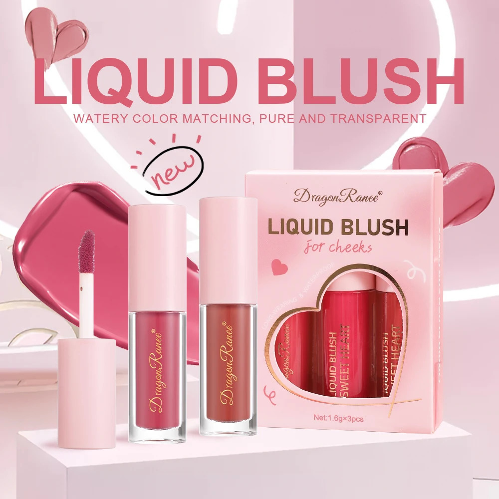 Three-Piece Set of Matte Liquid Blush Natural Highlighter Long-Lasting Blush Delicate Color Clear and Light Blush 260305