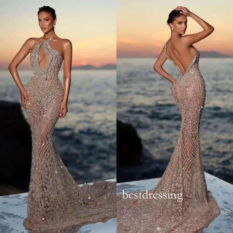 Tail Prom Dresses: Elegant Sequined Mermaid Evening Gown With Rhinestone Accents And Open Back - Perfect For Parties N30 B0313