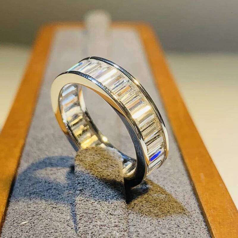 Huitan Trendy Women Rings Full Paved Rectangular Cubic Zircon Eternity Wedding Band Accessories Fashion Versatile Jewelry H260312