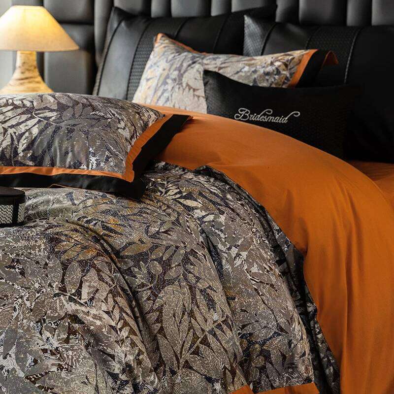 Premium 1000TC Egyptian Cotton Digital Printing Color Blocking Bedding Set Duvet Cover Flat/Fitted Bed Sheet Pillowcases 4Pcs H260312 - view 5