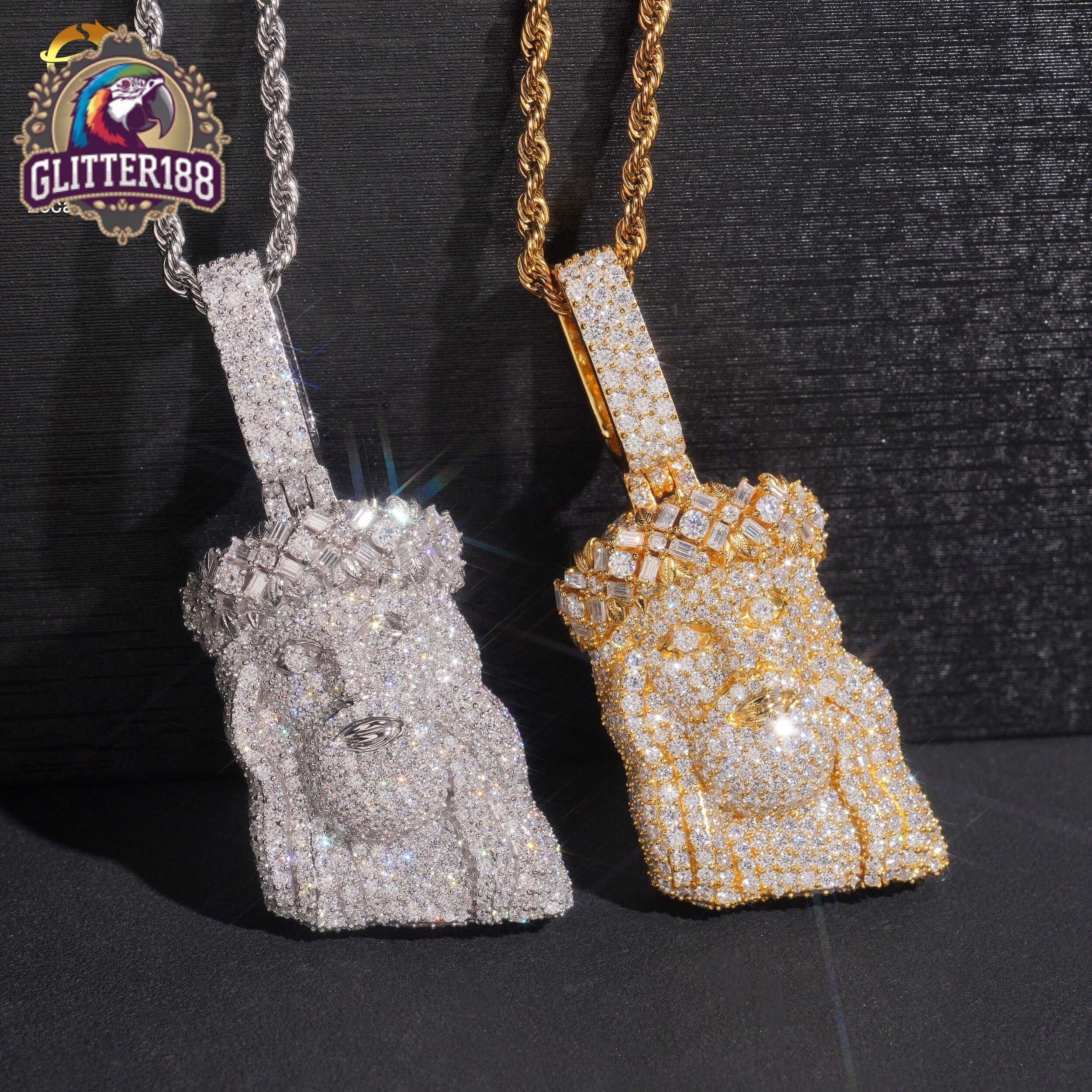 NEW USA Local Stock Hip Hop Jewelry Jesus Head Pendant Iced Out Pendant 925 Sterling Silver Moissanite Pendant Charm