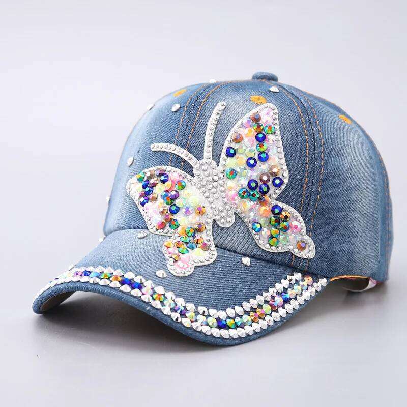 Butterfly Heart Rhinestone Baseball Snapback Female Man Visors Sun Sunscreen Sport Cap Fashion Unique Beach Hat Z260313