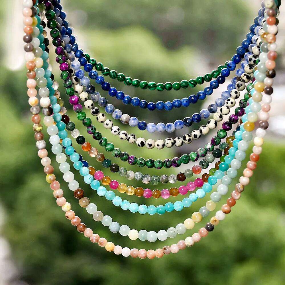 Yumfeel Bohemian Colorful Natural Stone 4mm Round Beads Necklaces Women Summer Friendship Neck Jewelry Fashion Vacation Chokers H260312