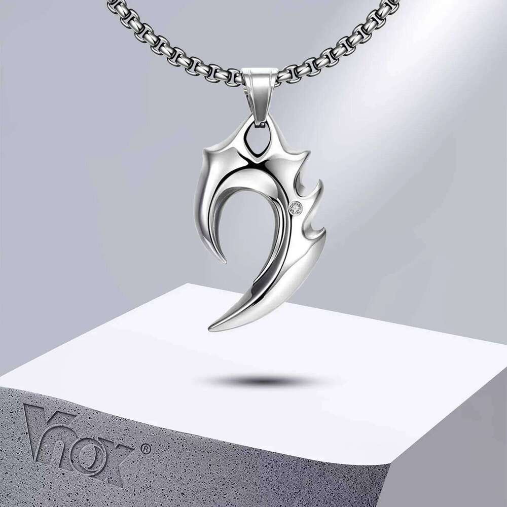 Vnox Wolf Tooth Necklaces for Men, Rock Punk Animal Pendant Collar with CZ Stone,Valentine's Father's Day Birthday Party Gifts H260312