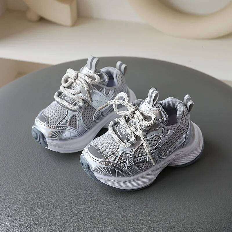 Girls' Sports New Style Soft Sole Children's Casual Fashionable Breathable Stripe Dad Shoes for Kids Boy H08029 26Y0313