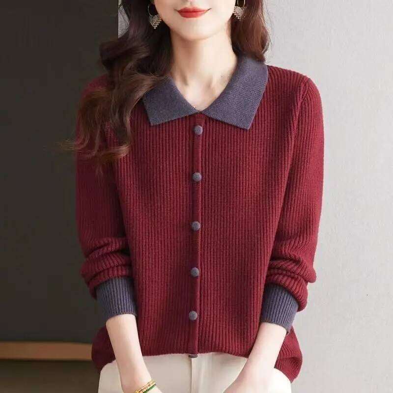 2025 Spring New Style Loose Fashionable Lapel Autumn Winter Top Base Knitted Sweater Z260313