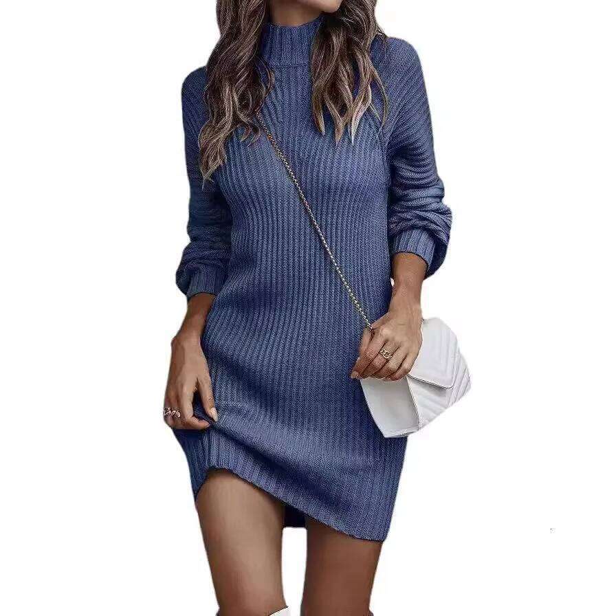 Pullover For Women Long Sleeve Turtleneck Ribbed Knit Bodycon Short Dress 2025 Fall Winter Tight Sweater Dresses Z260314