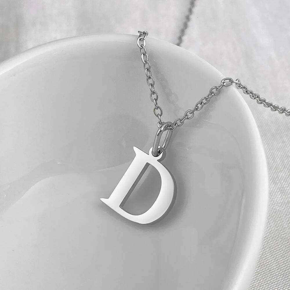 2025 New Glossy Letter DIY 26 Initial Jewelry Pendant Stainless Steel Necklace Birthday Gift Female H260312