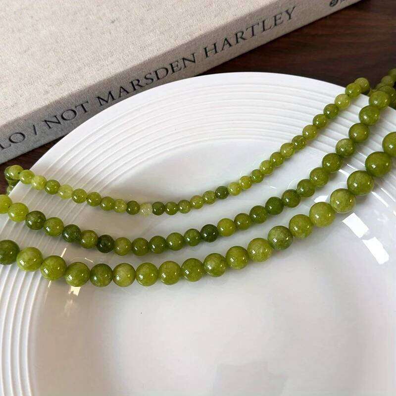 Boho Style French Green Agate and Aquamarine Necklace Handmade Beaded Collarbone Chain Natural Stone Layering H260312