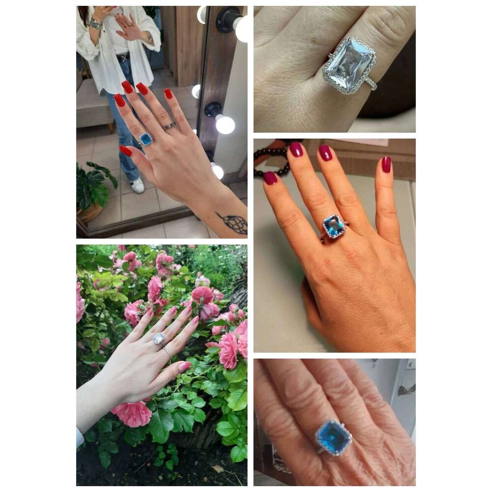 Huitan Gorgeous Bridal Wedding Rings Crystal Square AAA Cubic Zirconia Elegant Accessories High Quality Statement Ring for Women H260312