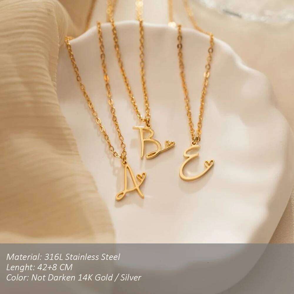 SUNIBI Stainless Steel Initial for Woman 26 Art Letters Heart DIY Pendant Necklace Gift Jewelry Wholesale Dropshipping H260312