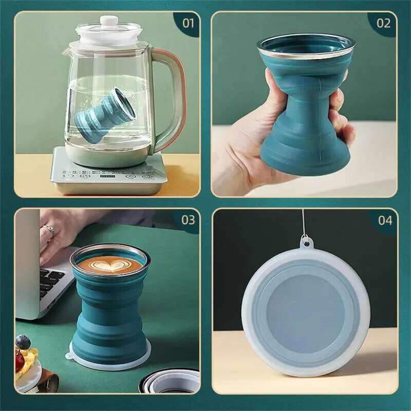 1PCS 320ML Portable Silicone Folding Retractable With Lid Drinking Cup Outdoor Travel Camping Collapsible Mug Z260313