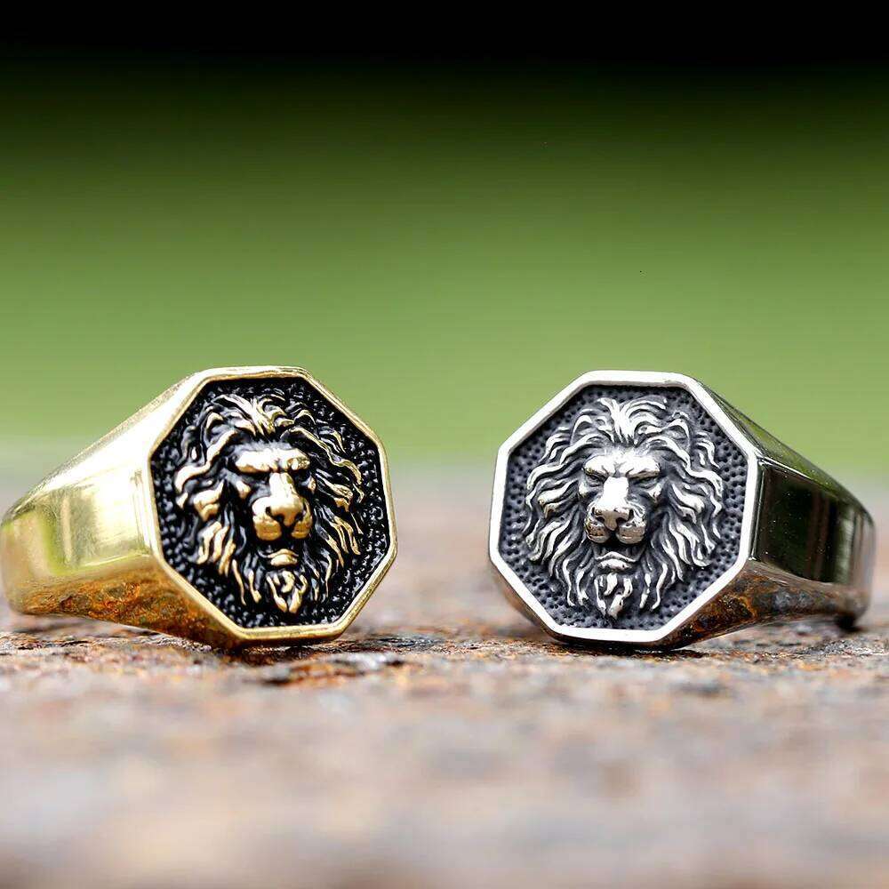 2023 Detailed Stainless Steel 3D Lion Head Rings For Men Women Punk Trendy Domineering Vintage Animal Jewelry Gift free shipping H260312