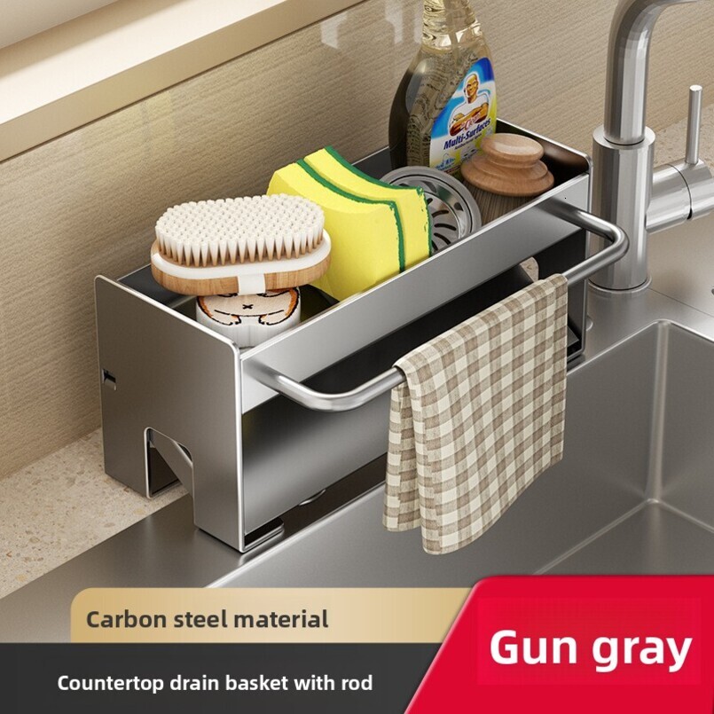 Cloth Draining Rack Floor Stand Countertop Faucet Sink Sponge Steel Wool Ball Supplies Storage Kitchen Organizer