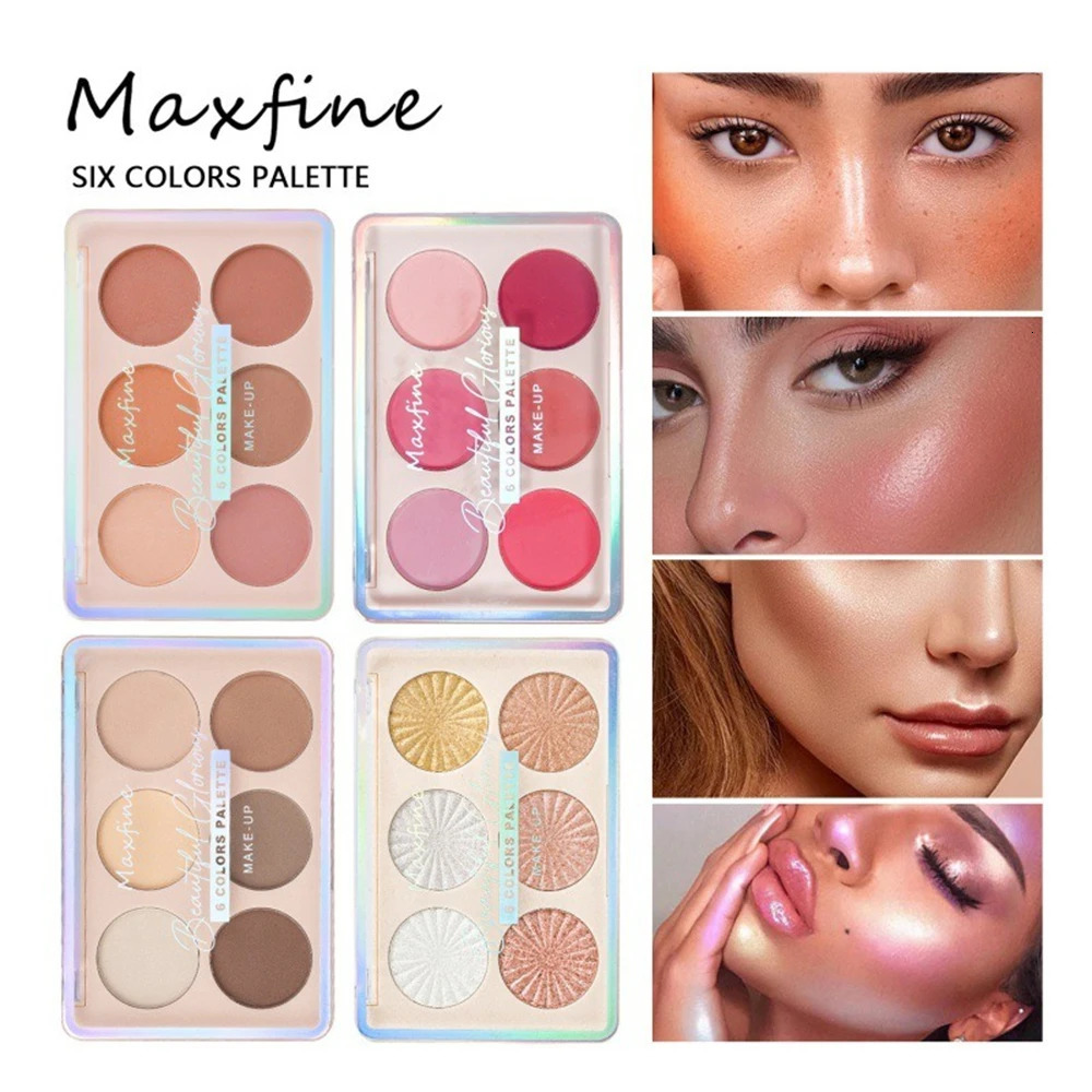6-color blush and contouring all-in-one palette pearlescent matte powder makeup palette glitter highlighter brighten palette 260305