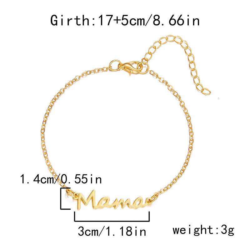 Simple Letter Mama Charm Bracelet for Women Metal 3 Colors Double Layer Chain Bangle Fashion Jewelry Mother Day Wrist Gift Z260313