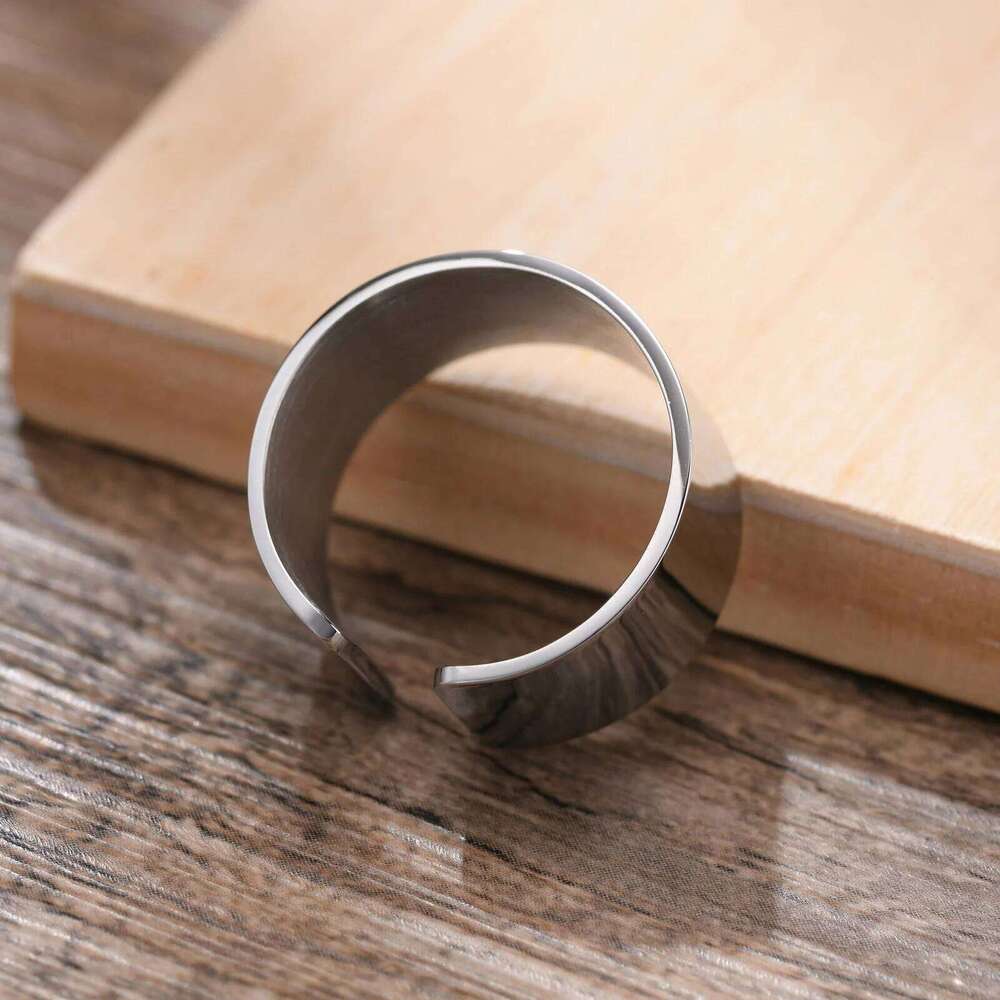6/8/11.5MM Cuff for Men Boys,Waterproof Stainless Steel Rings Finger Band,Simple Plain Classic Basic Punk Opening Ring H260312