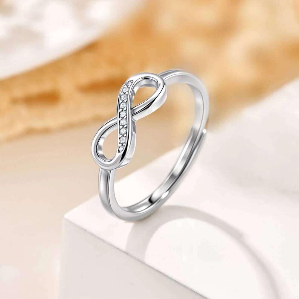 Fine Cubic Zircon Classic Infinity Adjustable Silver Color Geometric Metal Ring for Women Engagement Wedding Jewelry H260312