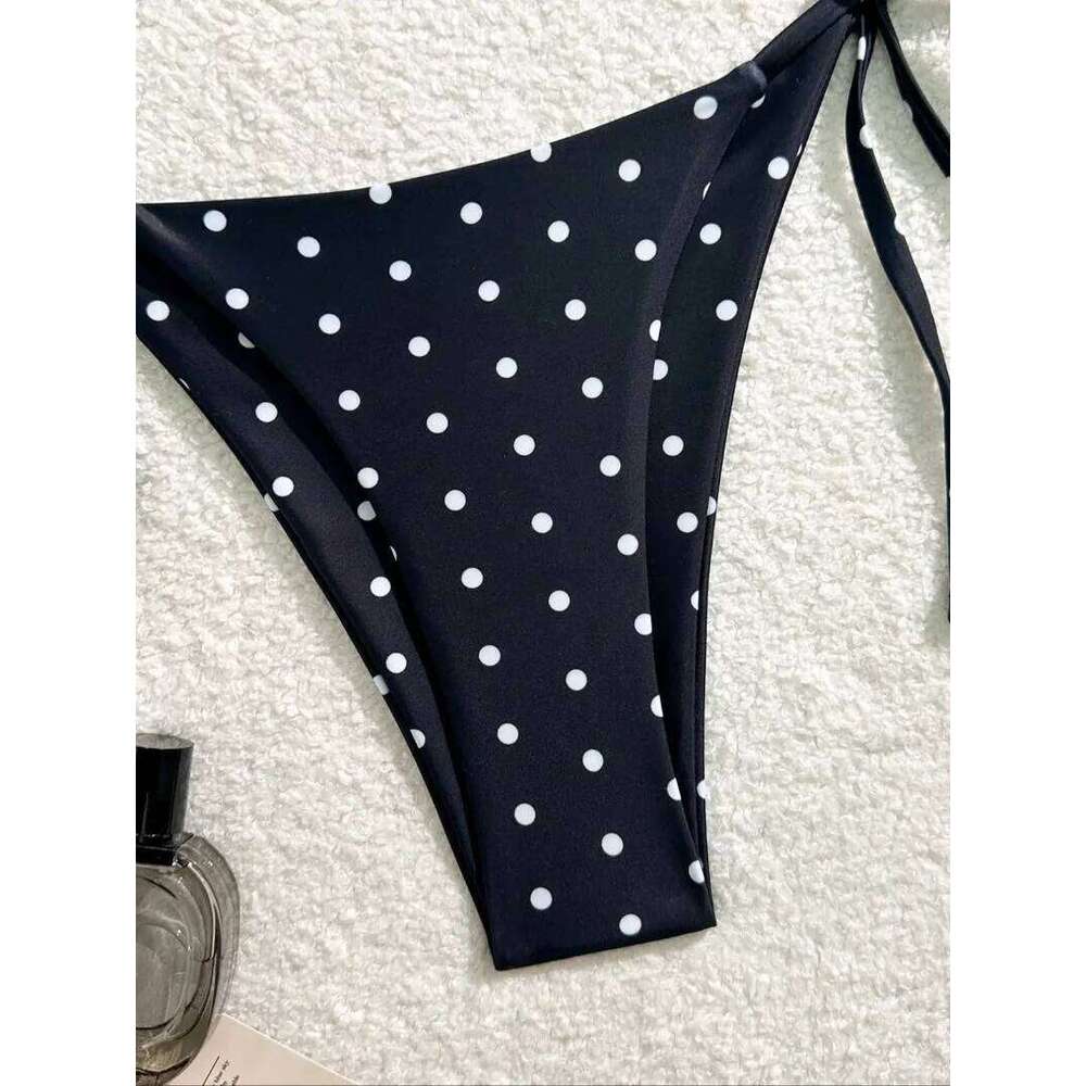 Sexy Set Black White Polka Dot 2 Piece Swimsuit for Women American Style Beach Bikini 26H0313