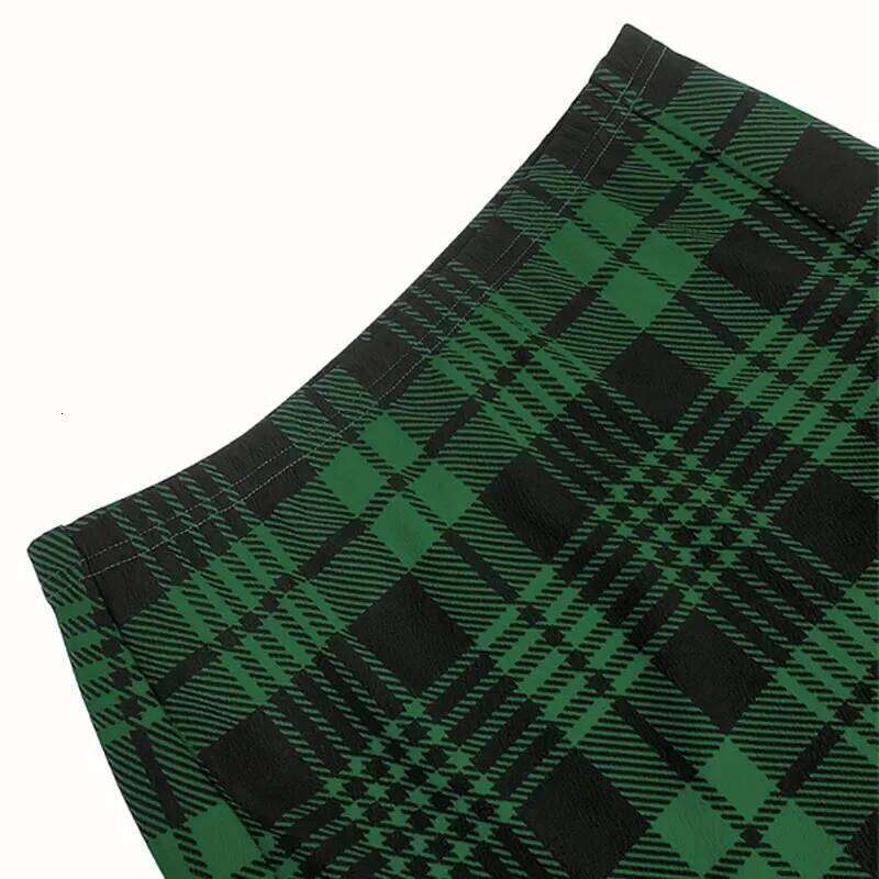 Plaid Sexy Micro Offiece Red Green Elegant Pencil Mini Skirts Streetwear High Waist Lady Short Skirt for Women Z260314