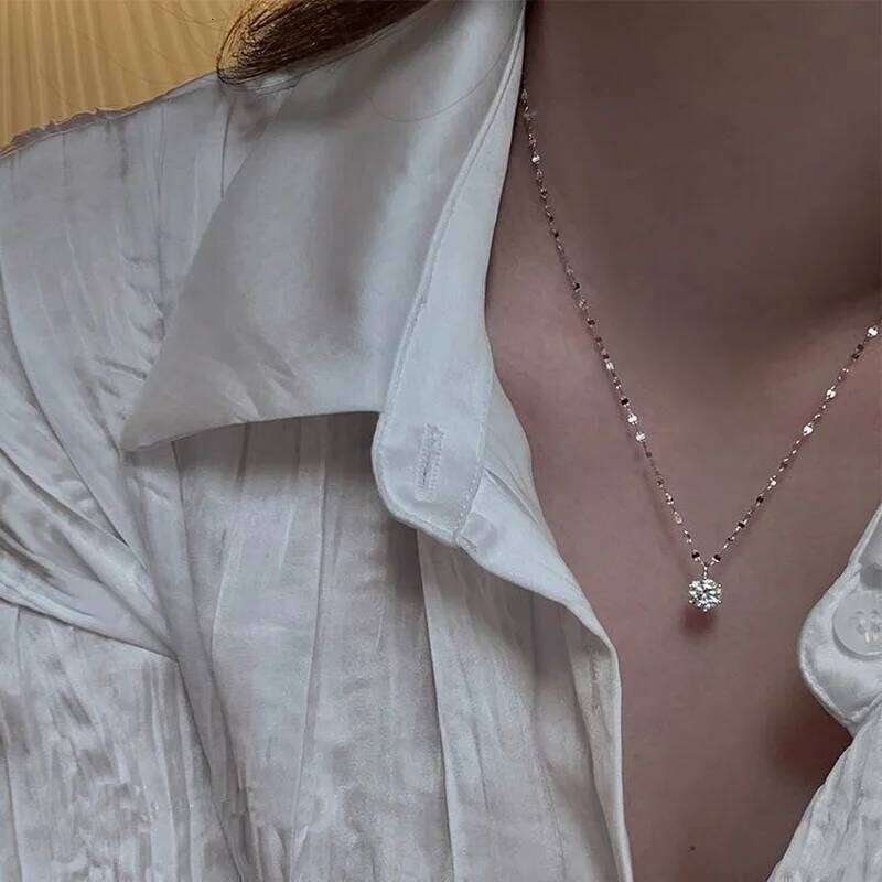 French Shining Zircon Water Drop Pendant Fairy Gold Color Simple Clavicle Chain Necklace Female Party Wedding Jewelry H260312
