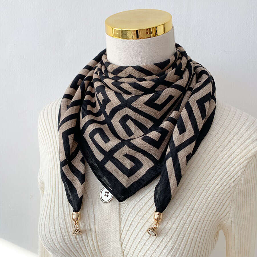 Magnetic Triangle Warmer Autumn Winter New Cotton Linen Silk Women's High-End Neck Square Scarf Wholesale Chunjinqiuli