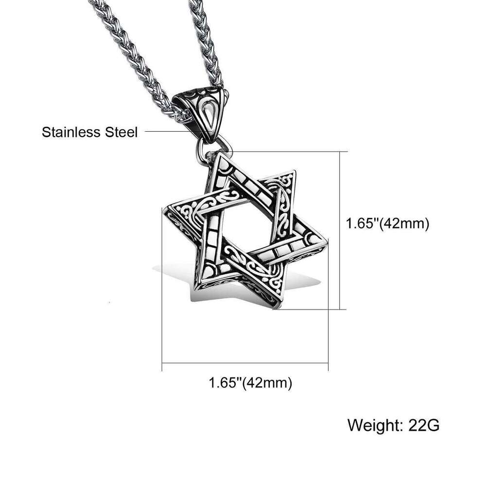 JHSL Men Statement Israel Star of David Pendant Necklace O Shape Twisted Chain Stainless Steel Silver Color Fashion Jewelry H260312