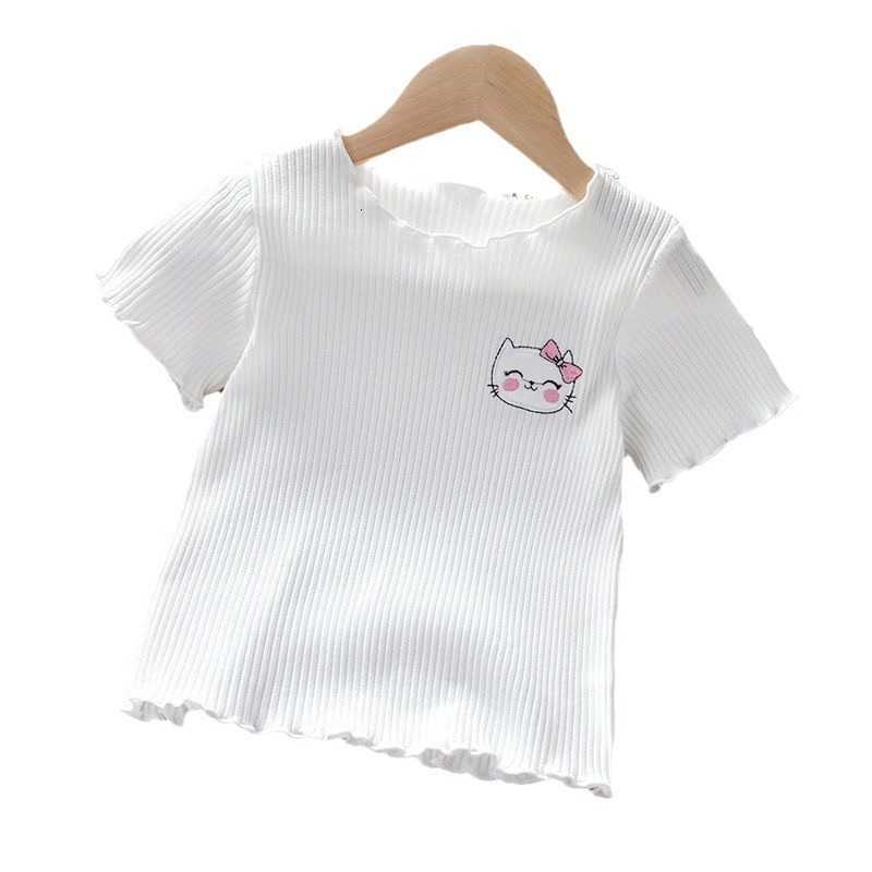 Women's Knits & Tees Ice silk new sweet children's short-sleeve t-shirt summer outfit with ruffled edges cute and stylish top for little gir
