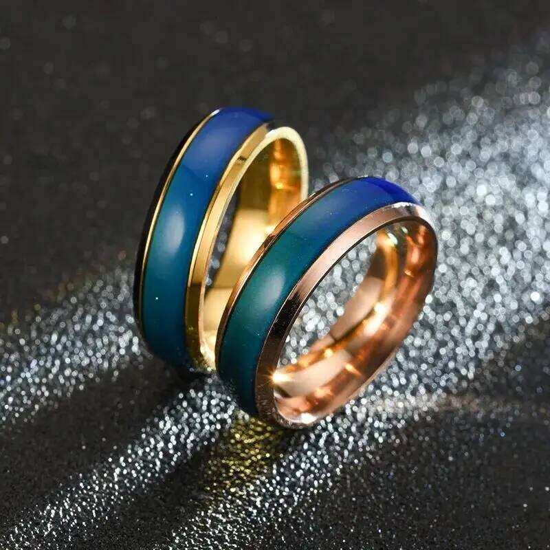 5 Colors Stainless Steel for Men Women Changing Color Mood Temperature Sensitive Glazed Ring Couple Jewelry H260312