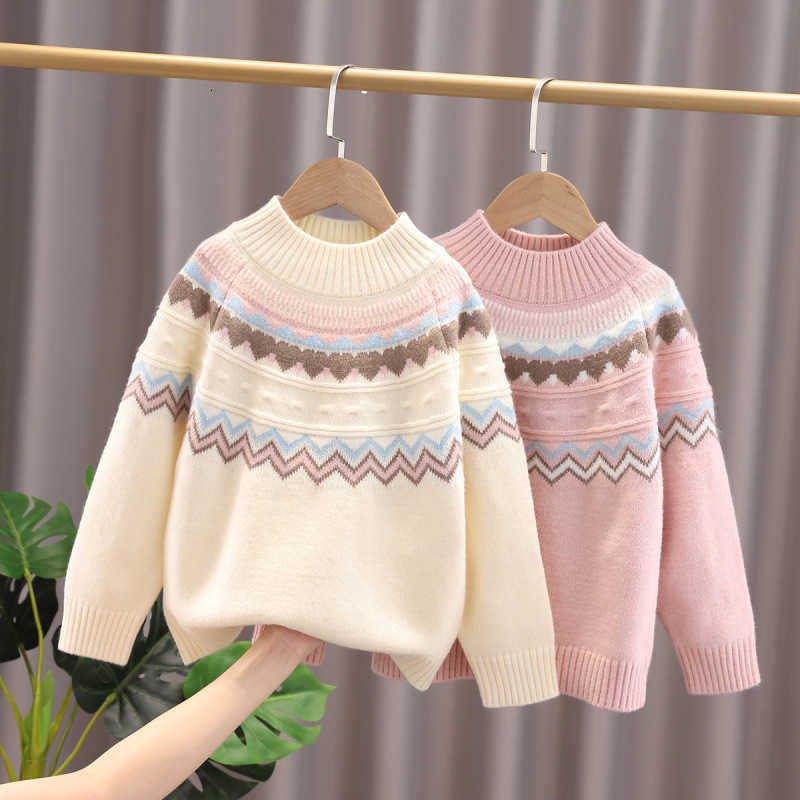 Pullover Girls' Thickened Sweater Autumn/Winter New Pullover Knitwear Trendy and Stylish Round Neck Children's Clothing for Older Kids