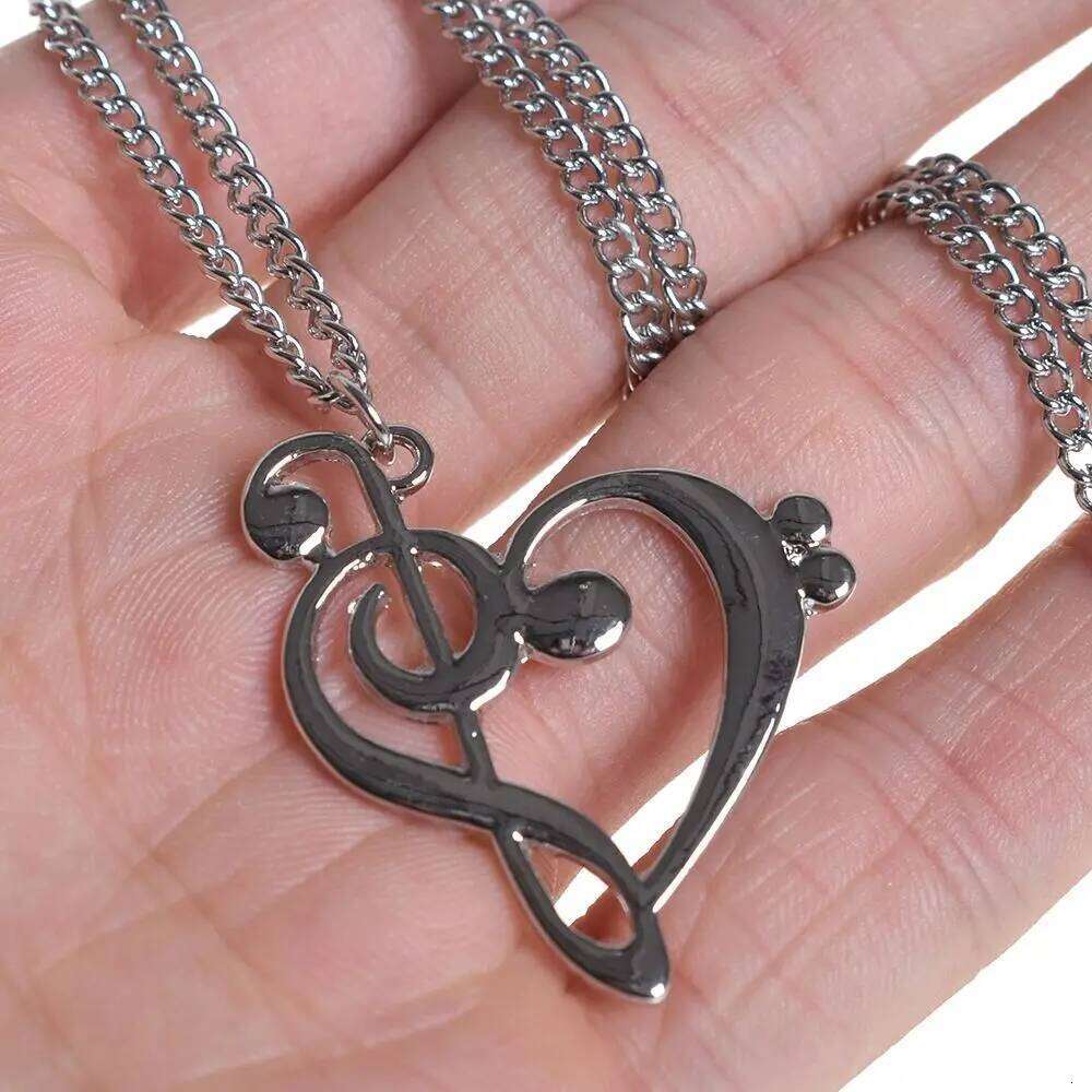 Music Note Heart of Treble and Bass Clef Women Infinity Charm Pendant Necklace Stainless Steel Jewelry Gift H260312