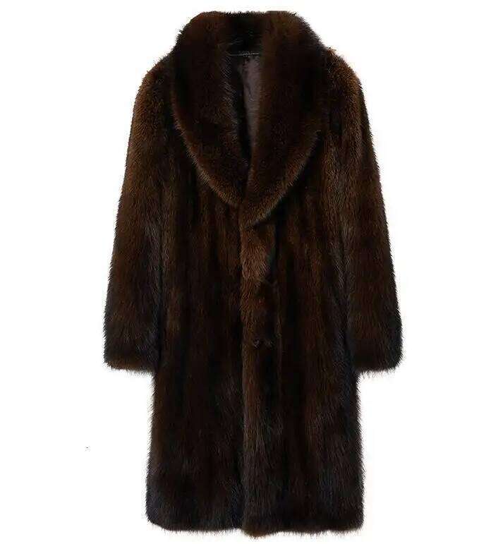 Men's Long For Man Winter Thicken Fluffy Jacket Man's Warm Outerwear Faux Fur Loose Coat Z260313