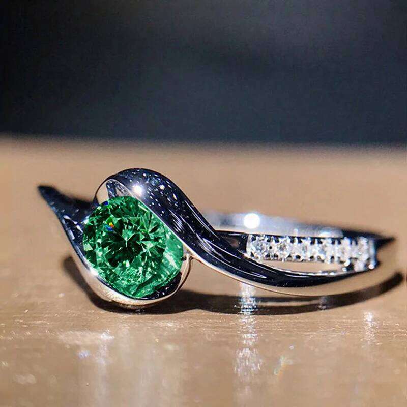 Huitan Trendy Women Wedding Rings White/Pink/Green/Blue Cubic Zirconia Engagement Accessories Fashion Jewelry Wholesale H260312