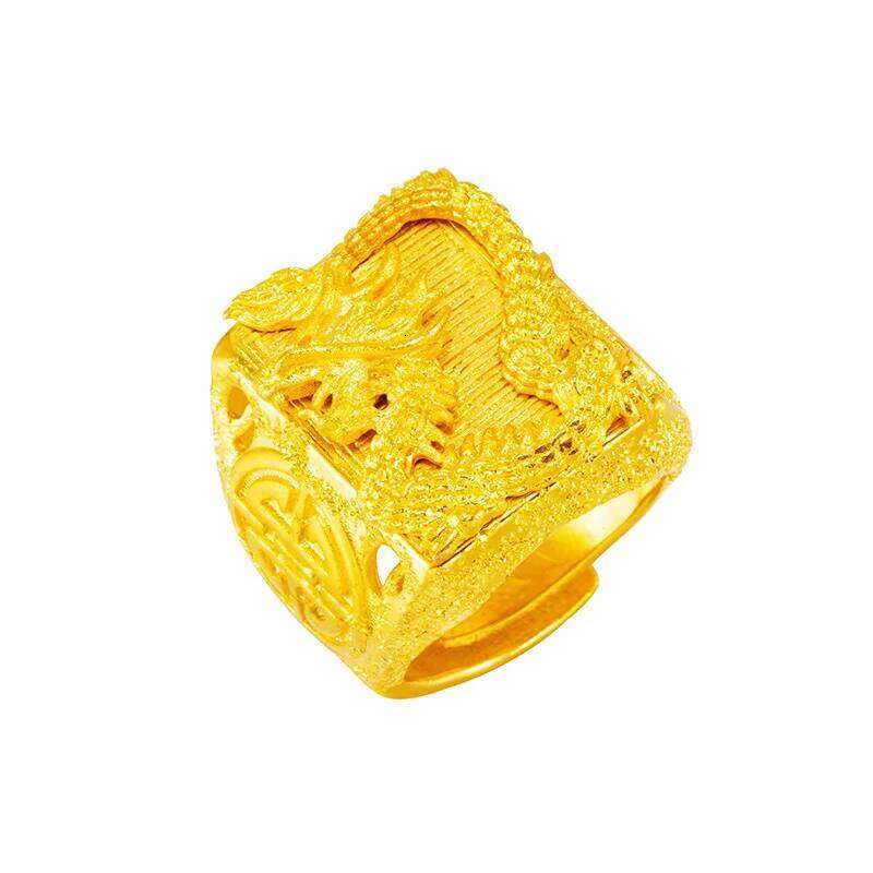 Genuine 999 Gold Color Dragon for Men Bro Thick Ring Gift Adjustable Jewelry Gifts Accessories Oro pure De 24 k Rings H260312