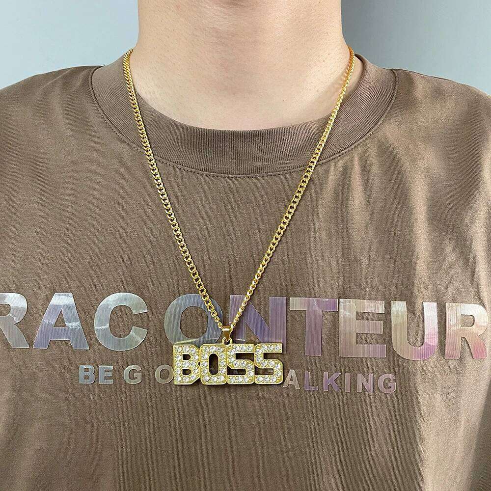 Men Women Hip Hop BOSS Pendant Necklace Chain pendants Necklaces Fashion Punk Jewelry Gifts H260312